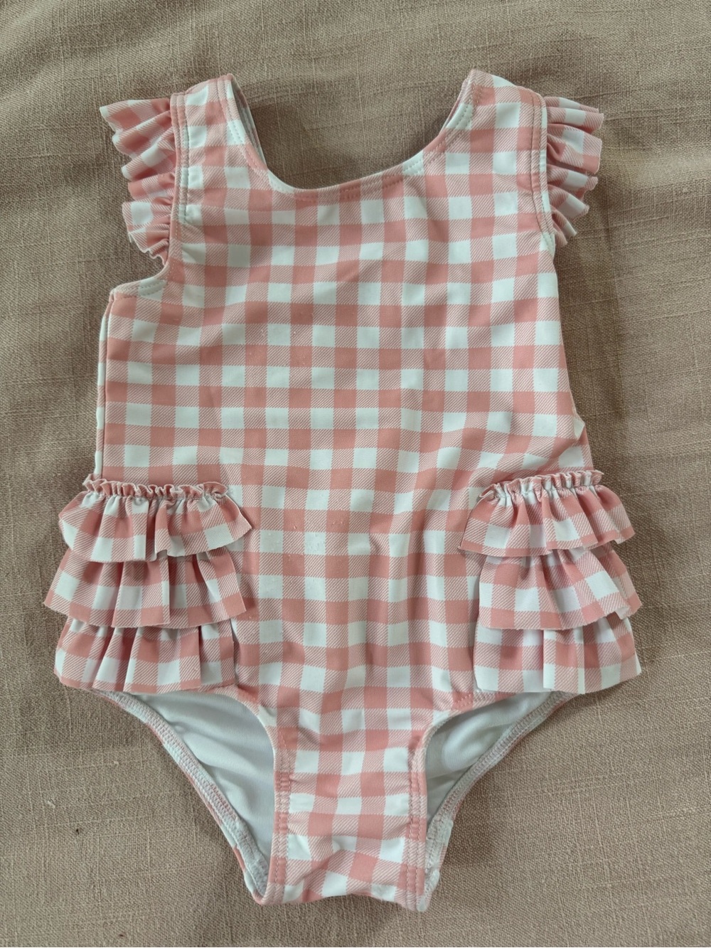 Tucker + Tate baby girl Pink & White Gingham Ruffle One-Piece Swimsuit